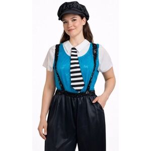 Dansco Newsies Dance Costume Adult L 6 Piece Set Sequin Paperboy Tap Jazz Blue